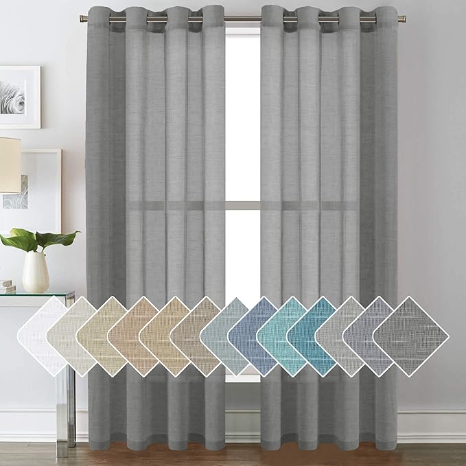 H.VERSAILTEX Linen Curtains Flax Linen Blended Curtain Panels by HVERSAILTEX