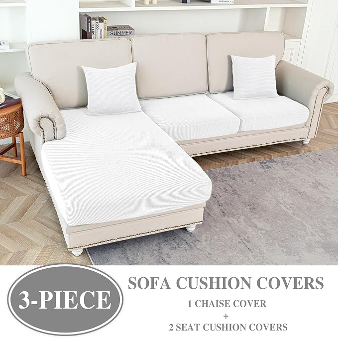 Couch Cushion Covers for Sectional Sofa L Shape Washable Separate Seat Chaise - Image 2