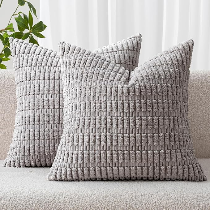 MIULEE Pack of 2 Corduroy Decorative Throw Pillow Covers 16x16 Inch Soft Boho by MIULEE
