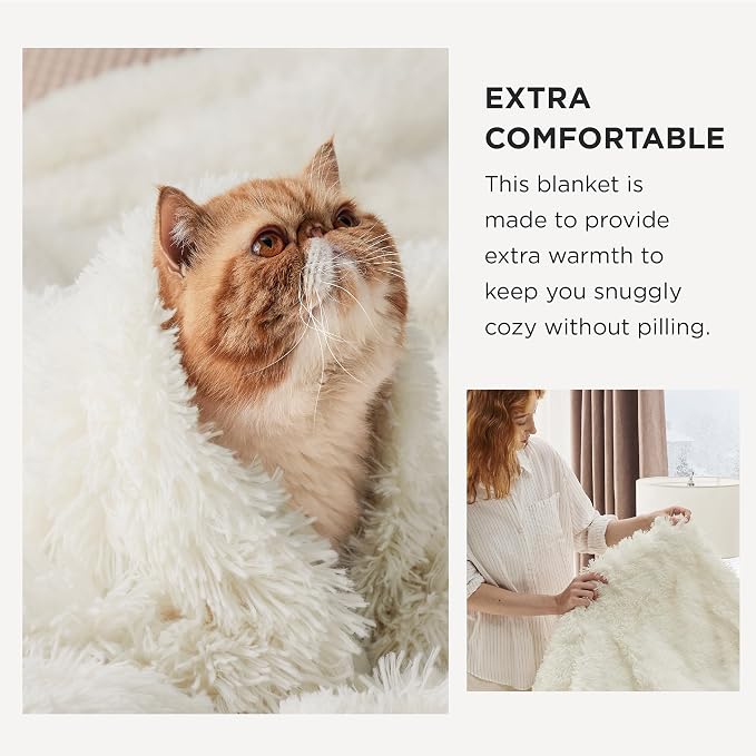 Bedsure GentleSoft Fuzzy Sherpa Faux Fur Twin Blanket Cream Cozy Gifts - Image 3