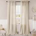 Beige Linen Curtain 96 inches Long by Nanspring
