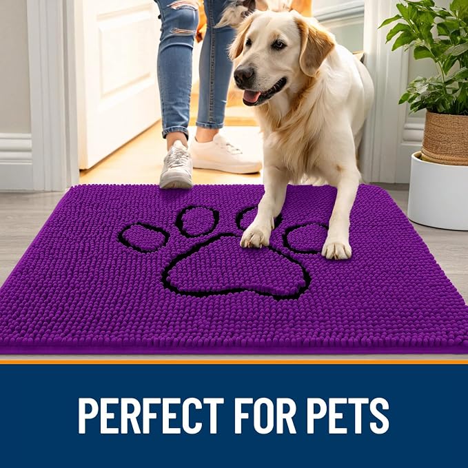 OLANLY Dog Door Mat for Muddy Paws 30x20, Paw Print Design, Absorbs Moisture - Image 6