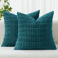 MIULEE Corduroy Decorative Throw Pillow Covers 18x18 Teal Pack of 2 | Soft Boho by MIULEE