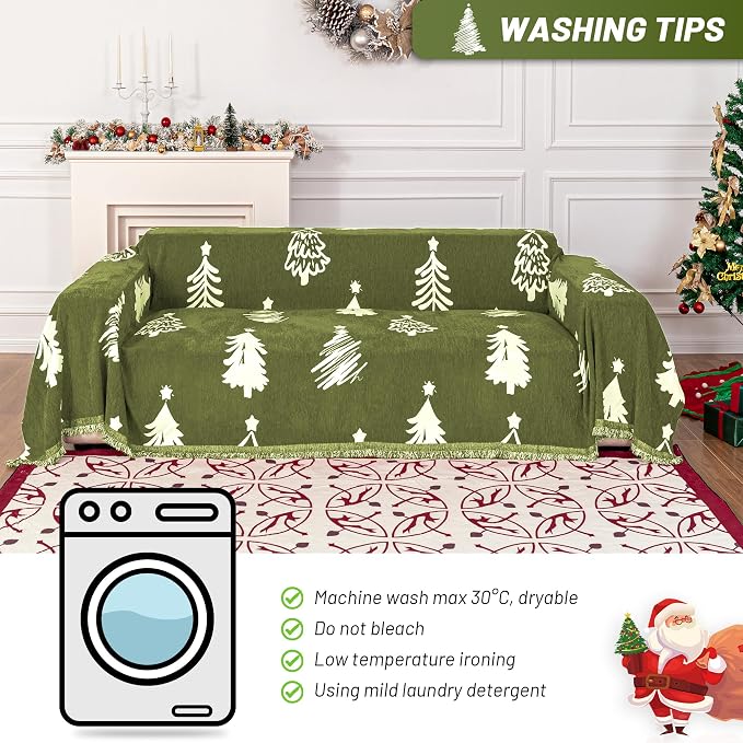 MYSKY HOME 71X134 inches Sofa Christmas Couch Cover, Sectional Sofa Covers Sofa - Image 5