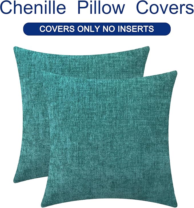CaliTime Throw Pillow Covers Decorative 22 X 22 Inches Pack of 2 Cozy Chenille - Image 6