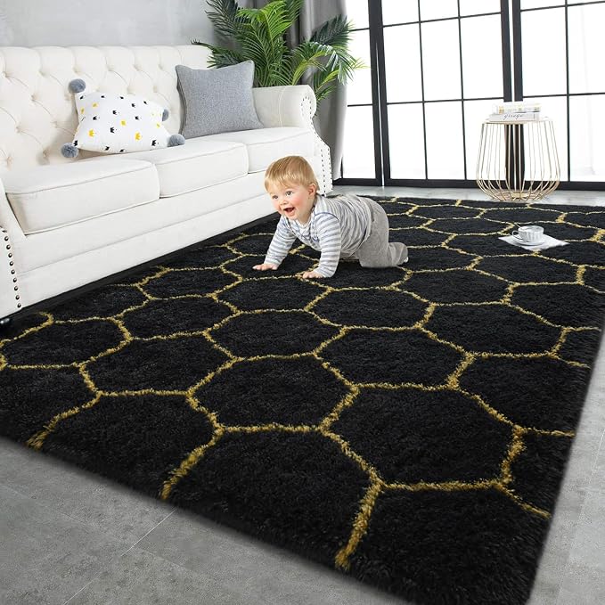 TWINNIS Super Soft Shaggy Rugs Fluffy Carpets, 4x5.9 Feet, Indoor Modern Plush by TWINNIS