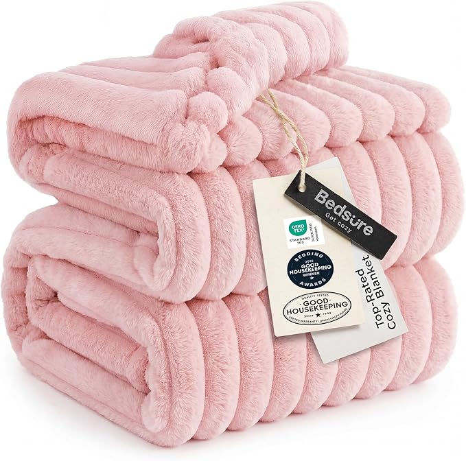 Bedsure GentleSoft Coral Pink Fleece King Blanket by BEDSURE