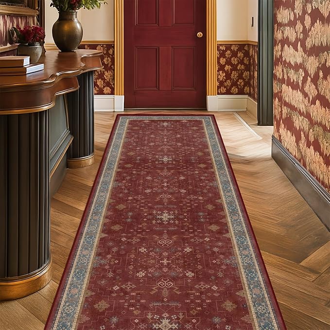 Hazo Haus Non Slip 10ft Long Hallway Runner Rug Burgundy - Image 6