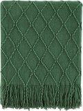 BOURINA Green Throw Blanket 50x60 Inches Throw Textured Solid Soft Sofa Couch by BOURINA