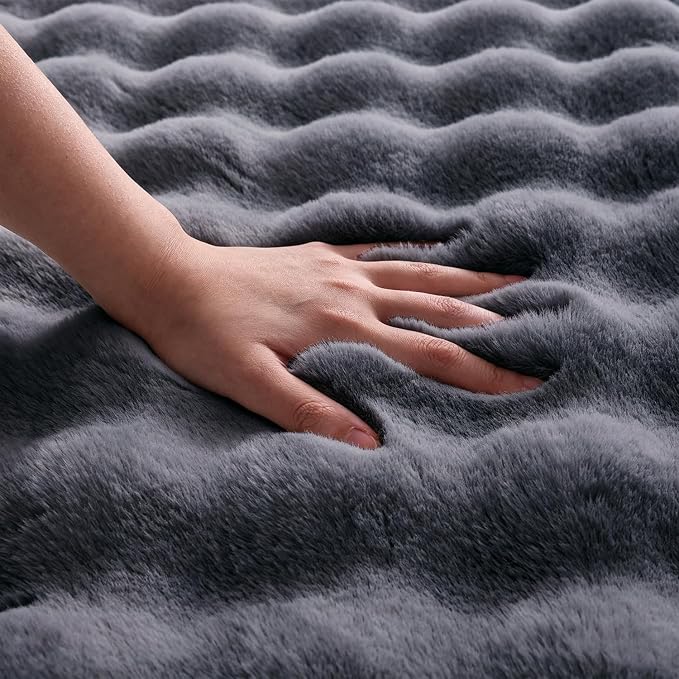 Gray Rabbit Plush Rug 5'x7', Fluffy Shaggy Area Rug - Image 6