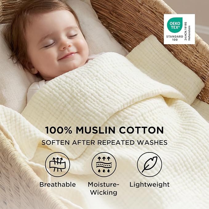 Bedsure 100% Cotton Muslin Blanket King Size - Image 2