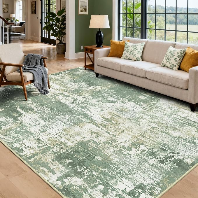 Washable Area Rugs 8'x10' Non-Slip Modern Abstract Soft - Image 9