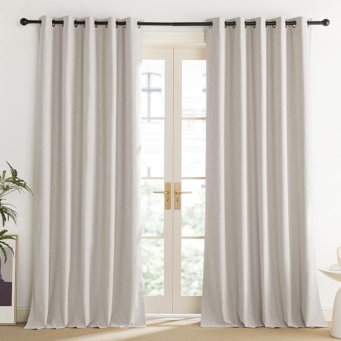 NICETOWN Brich Vintage Open Linen Weave Flax Thermal Curtains, 100% Blackout - Image 2