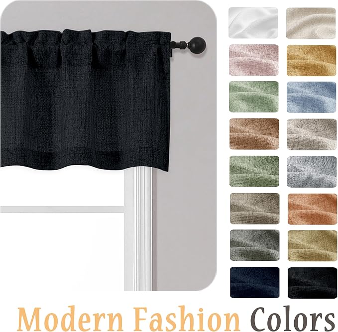 OWENIE Black Valances for Windows 1 Pcs 18 Inch Length, Light Filtering - Image 8