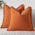 MIULEE Decorative Throw Pillow Covers Neutral Linen Fringe Throw Pillows Set of by MIULEE