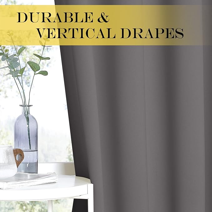 NICETOWN Grey Blackout Curtain 54 inches Long, Grommet Room Darkening Thermal - Image 5