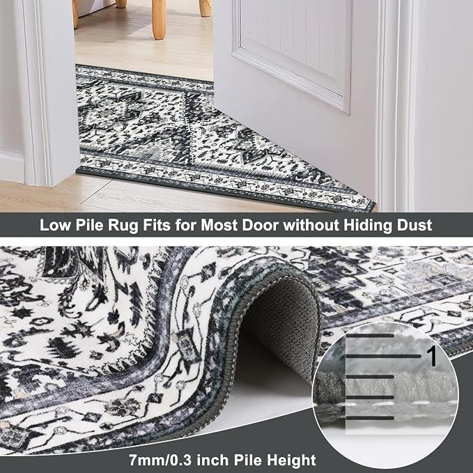 Yamaziot Washable Runner Rug, 2x8 Non-Slip Boho Vintage Hallway Rug Runner - Image 4