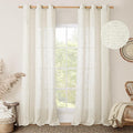 LAMIT 38 Inch Width Semi Sheer Linen Curtains 2 Panels, Cream Ivory Light by LAMIT