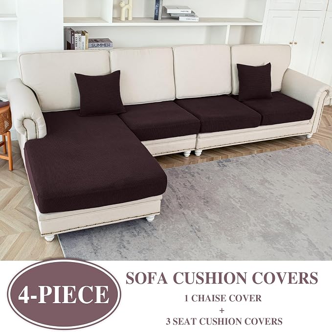 Couch Cushion Covers for Sectional Sofa L Shape Washable Separate Seat Chaise - Image 2