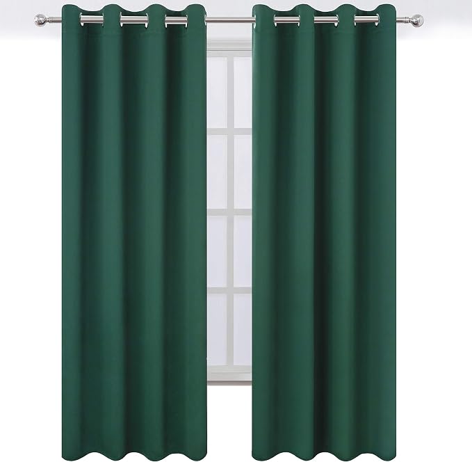 LEMOMO Blackout Curtains 66 x 84 inch/Dark Green Curtains Set of 2 - Image 2