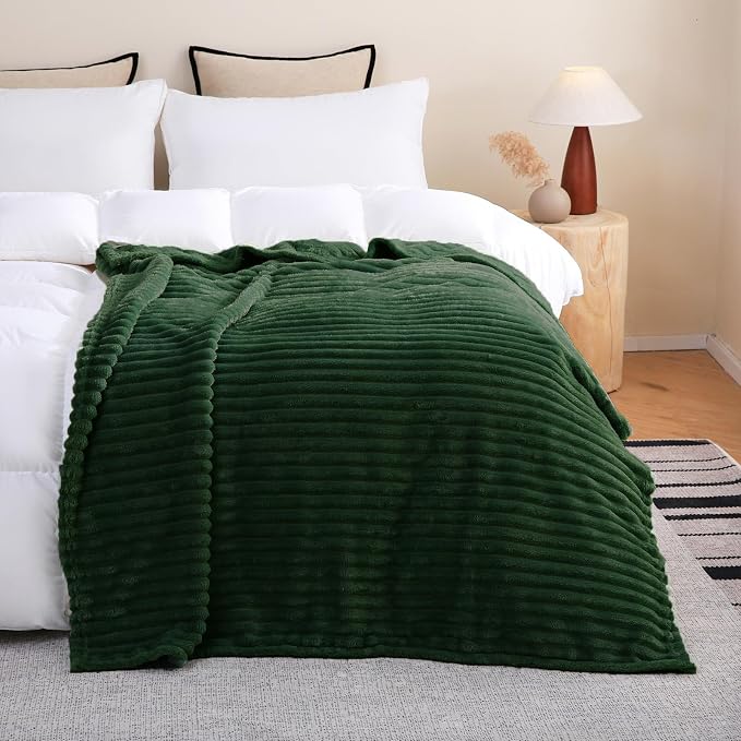 Green Fleece Throw Blanket 108”×90” by linecooo