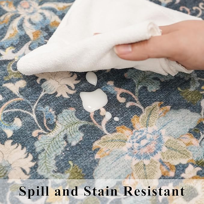 4x8 Washable Kitchen Area Rug: Farmhouse Stain-Resistant Elegant Floral Rug - Image 6