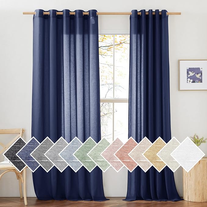 NICETOWN Linen Textured Sheer Curtains 96 inch Long by NICETOWN