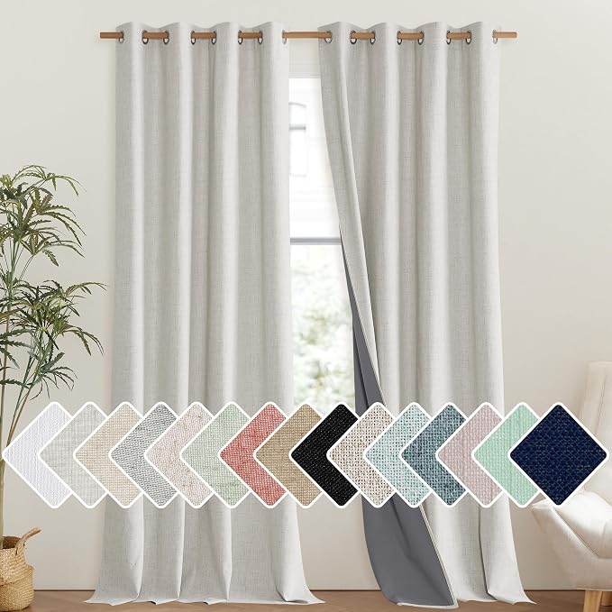 NICETOWN Snowbound Vintage Linen 100% Blackout Curtains by NICETOWN