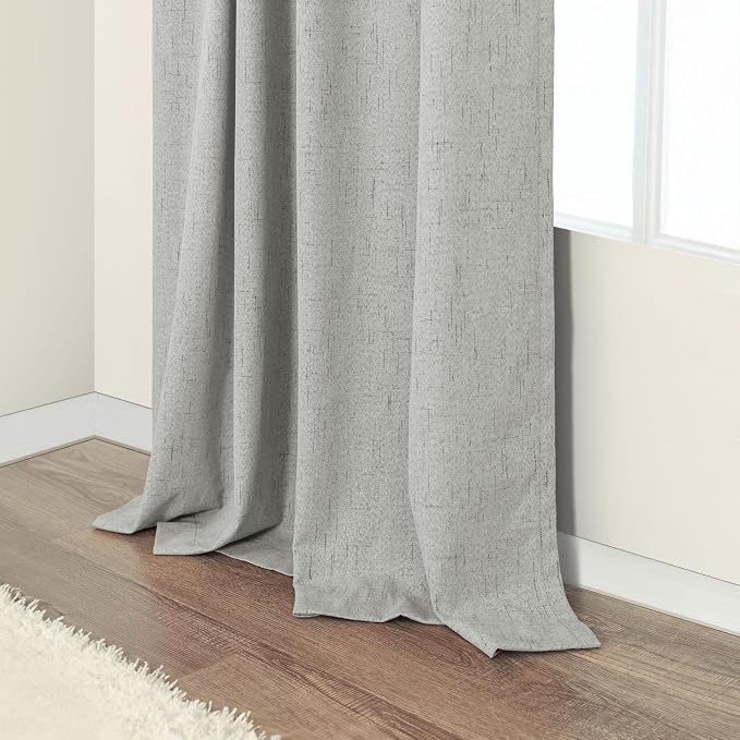 102 Inch Long Curtains Blackout Linen Cotton Textured Black Out Curtains Energy - Image 8