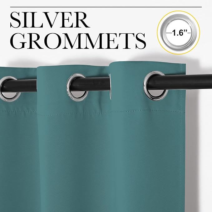 NICETOWN Sea Teal Blackout Curtains 78 inches Length - Image 2