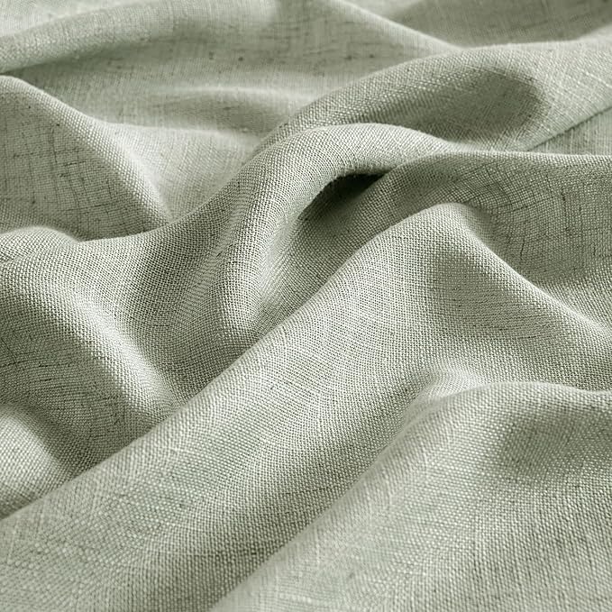 MIULEE Sage Linen Curtains 54 Inch Length 2 Panels - Image 4