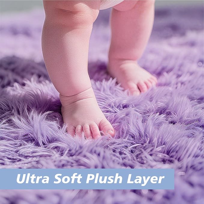 yulidayang Purple Fluffy Round Area Rugs - Image 2