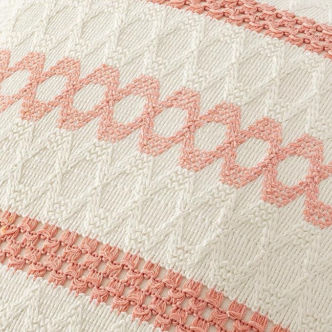 MIULEE Set of 2 Coral Red Boho Valentines Decorative Lumbar Pillow Covers 12x20 - Image 4