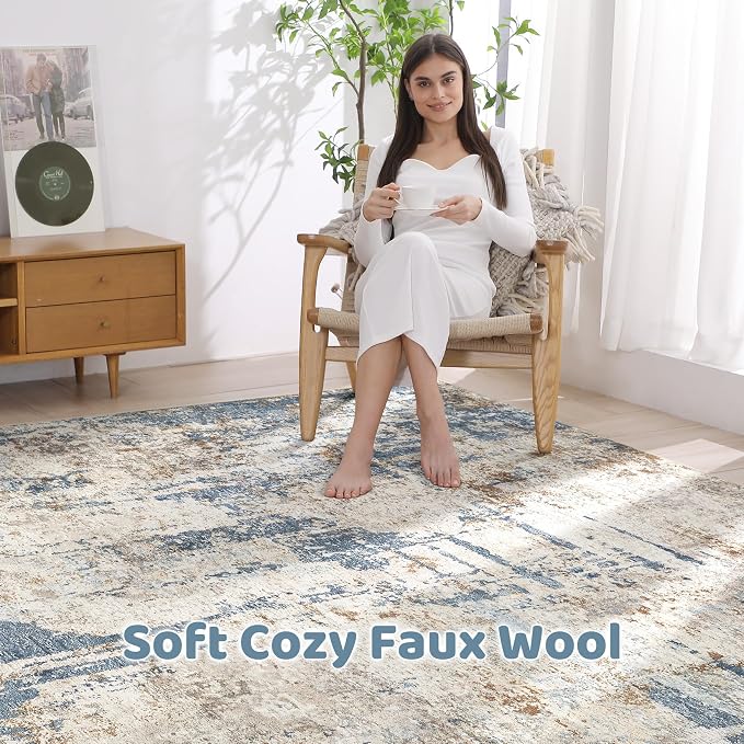 LOONGRUG 9x12 Area Rug Washable Large Neutral Modern Living Room Rugs | - Image 3