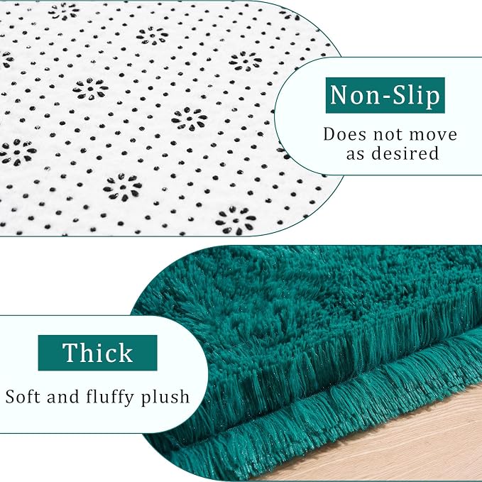 Amearea Blue and Green Shag Area Rug 5' x 7' - Image 3