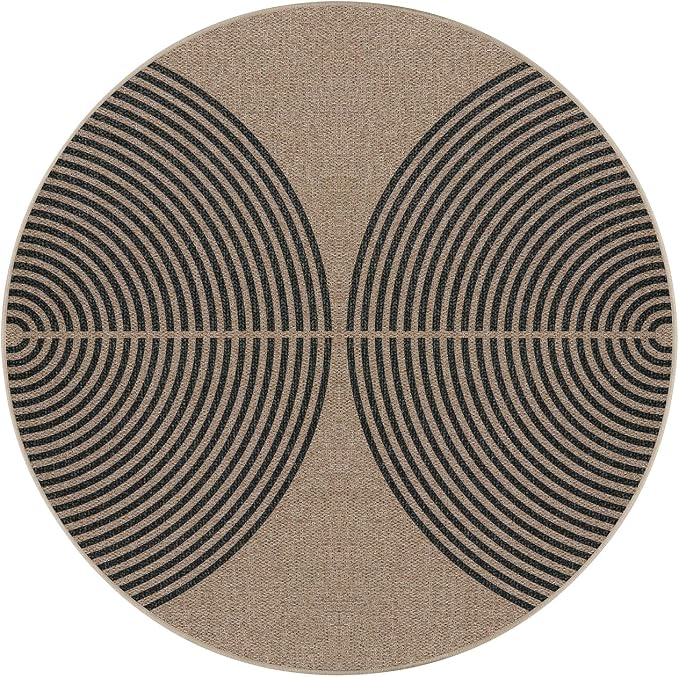 Lahome Enfys Modern Rainbow Round Rug, 3ft Small Washable Circle Carpet Natural - Image 7