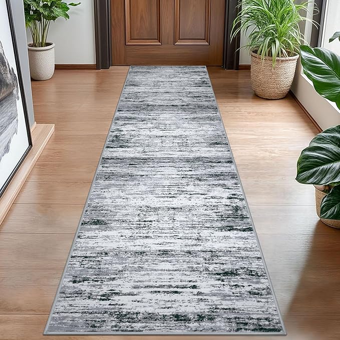 Lansny Modern Abstract Hallway Runner Rug by lansny