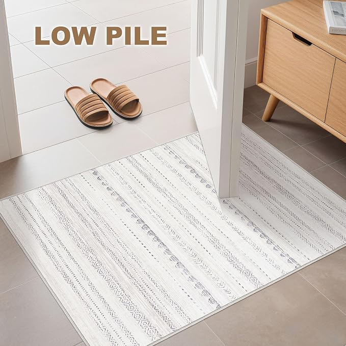 Nakagishi 2X3 Rug Washable Area Rug: Small Soft Boho Farmhouse Neutral Moroccan - Image 6