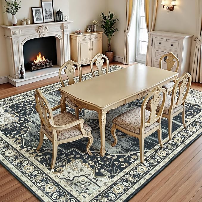 Lofus 5x7 Washable Area Rug, Vintage Floral Rugs - Image 4