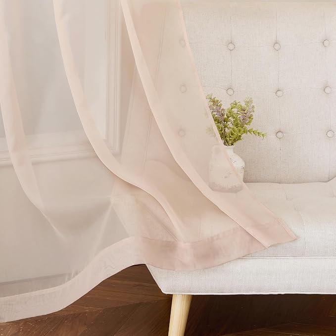 NICETOWN Taupe Sheer Curtains 54 inch Length, Grommet Voile Sheer Lightweight & - Image 6