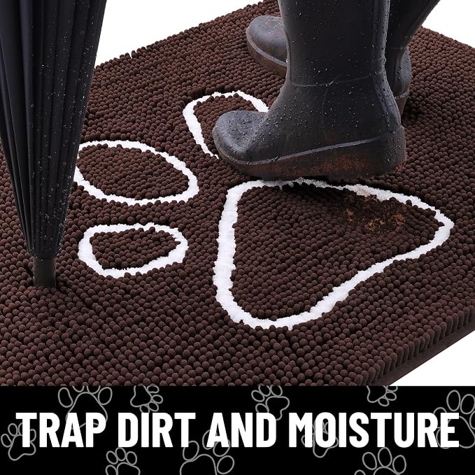 Smiry Dog Door Mat for Muddy Paws, Absorbent Dirt Trapper Non Slip Quick Dry - Image 2