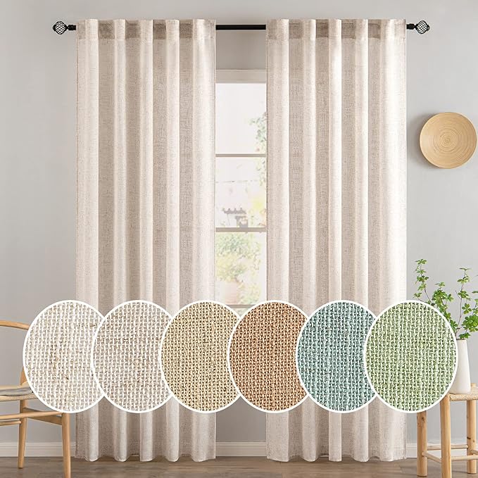 MIULEE Natural White Linen Curtains 86 Inch Long - Image 2