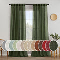 MIULEE Olive Green Linen Curtains 108 Inches Long by MIULEE