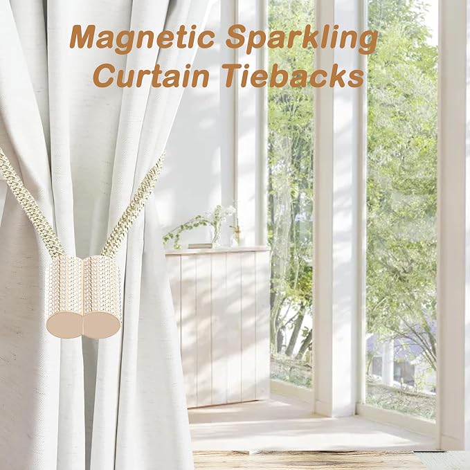 SRG Handmade Magnetic Curtain Tiebacks 2 Pack Sparkling Glass Wrapped Wooden - Image 5