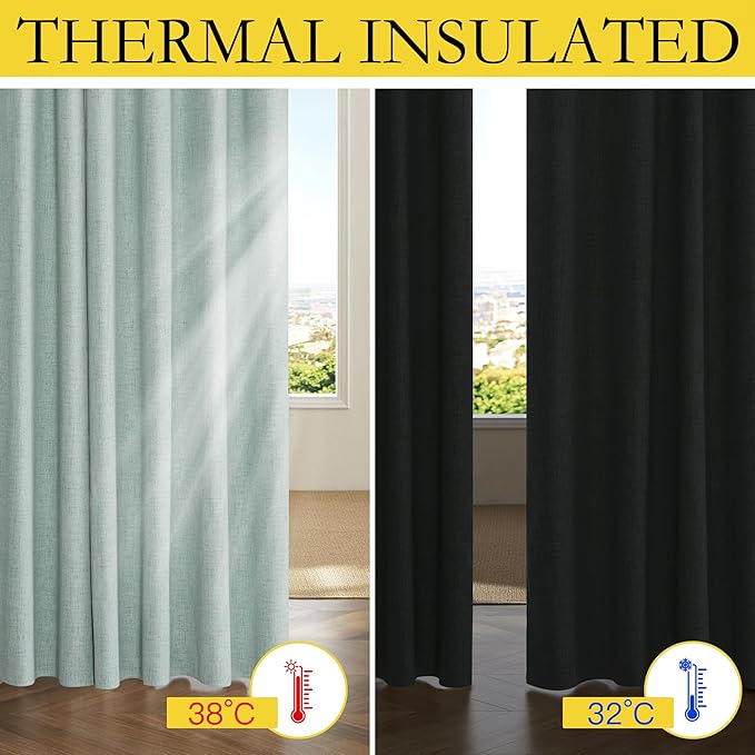 NICETOWN 100% Absolutely Blackout Linen Curtains - Image 4