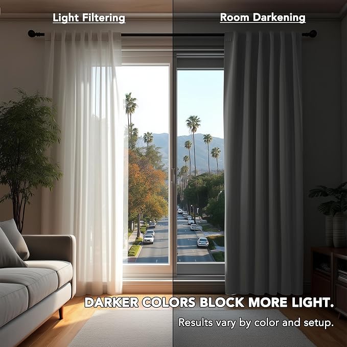 Deconovo Blackout Curtains, Thermal Insulated, W42 x L84 2 Panels, Back Tab - Image 3