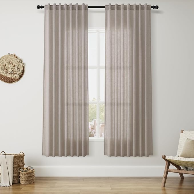 Nanspring Stone Beige Linen Curtains by Nanspring