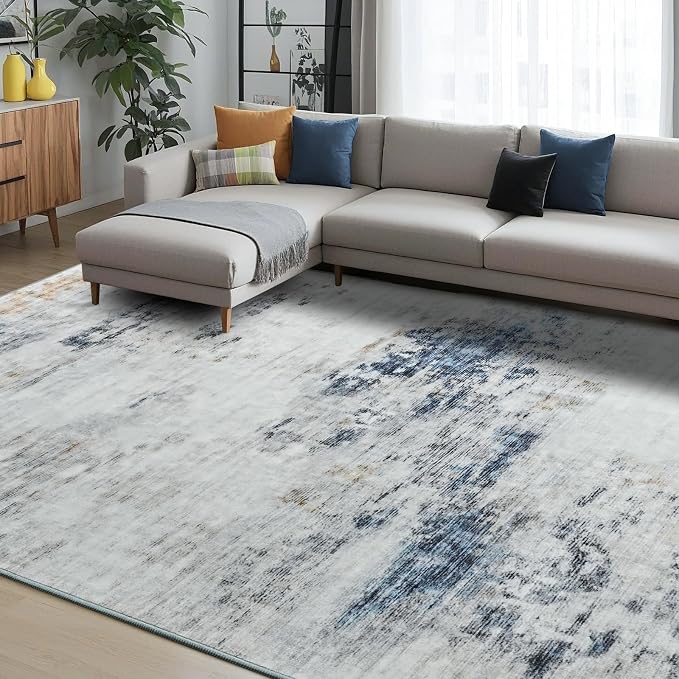 Toneed Abstract Area Rug Modern Washable Rug Soft Non Slip Rug Low Pile - Image 2