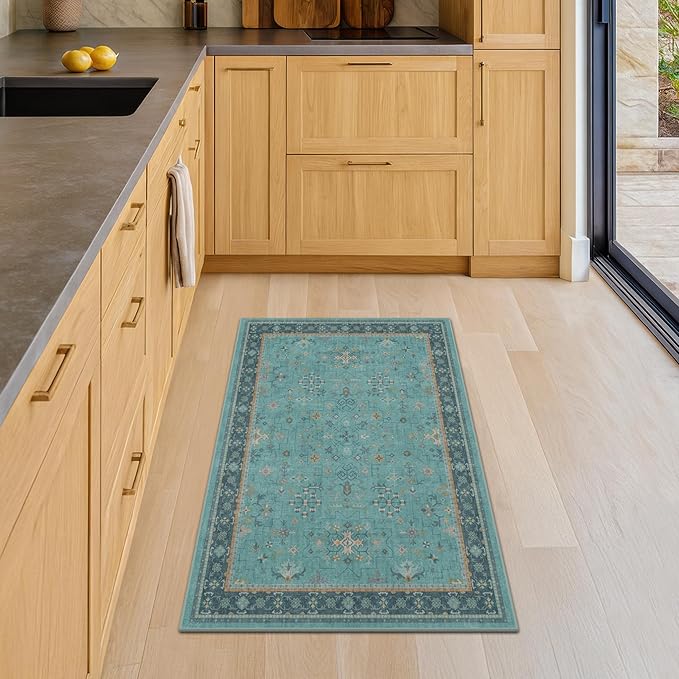 2x4 Washable Teal Throw Rugs for Entryway Indoor - Image 6