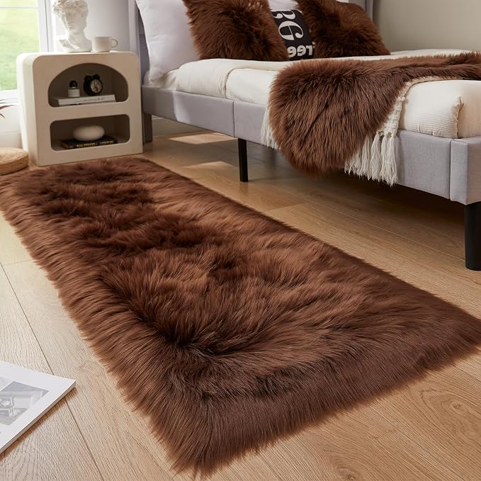 EasyJoy Ultra Soft Fluffy Rugs Faux Fur Rug Chair Cover Seat Pad Fuzzy Area Rug - Image 2